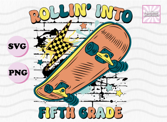 Fifth Grade Skating Retro Graphics for Crafts