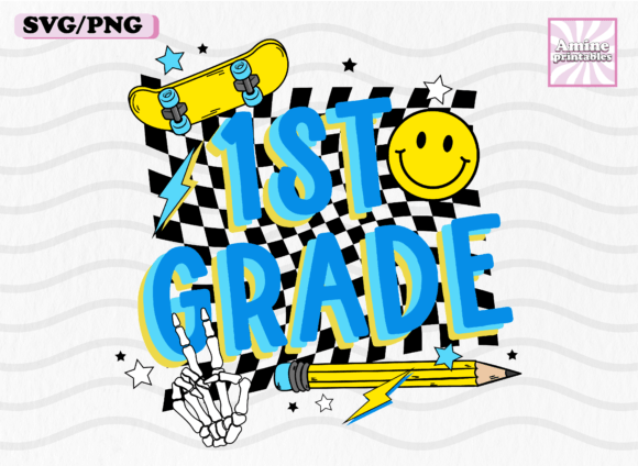 First Grade Retro School Boy Pencil SVG for Crafts & Graphics