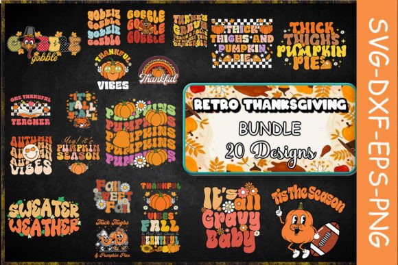 Retro Thanksgiving SVG Bundle: Graphics for Crafts